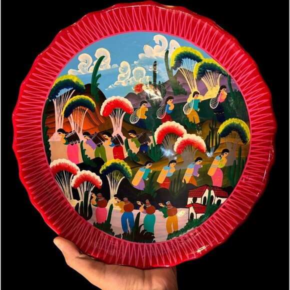 Large Talavera Scalloped Serving Bowl | 11” D Hand-Painted Mexican Pottery - Picture 1 of 9